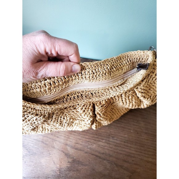 Woven Straw Purse Handbag Soft Side with Bamboo Handle Unbranded - Picture 9 of 11